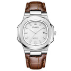 Men's Waterproof Leather & Steel Quartz Watch