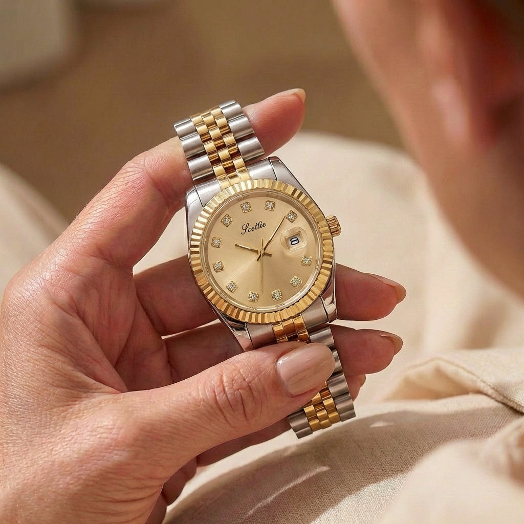 Women's Elegant Steel Belt Calendar Watch