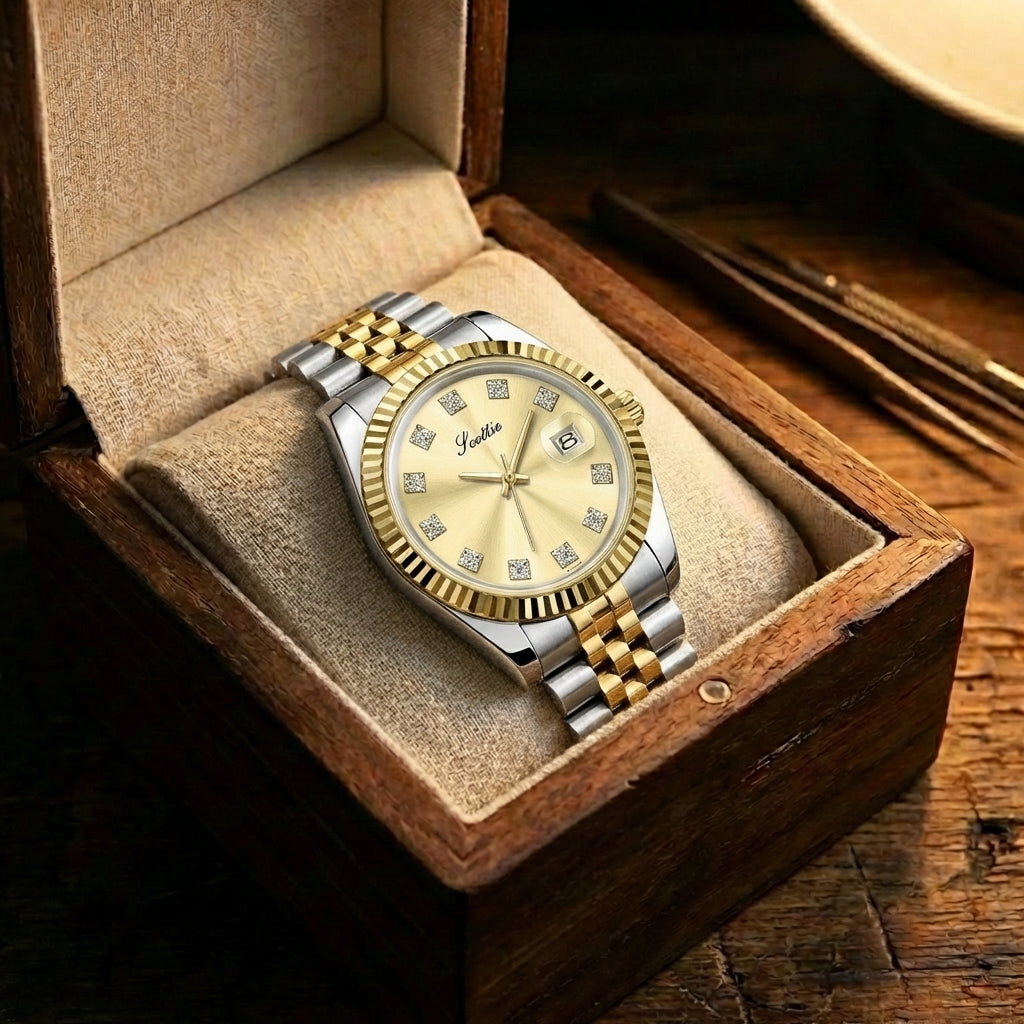 Women's Elegant Steel Belt Calendar Watch