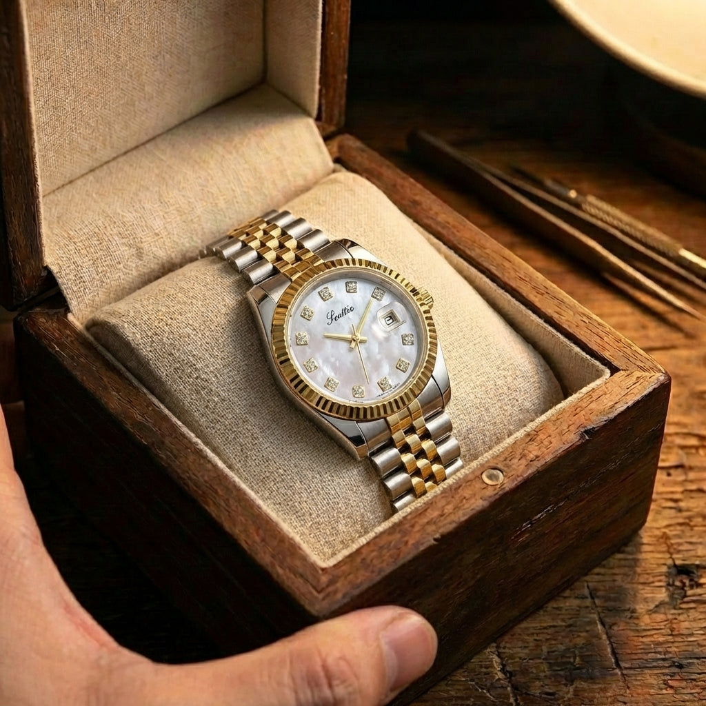 Women's Elegant Steel Belt Calendar Watch