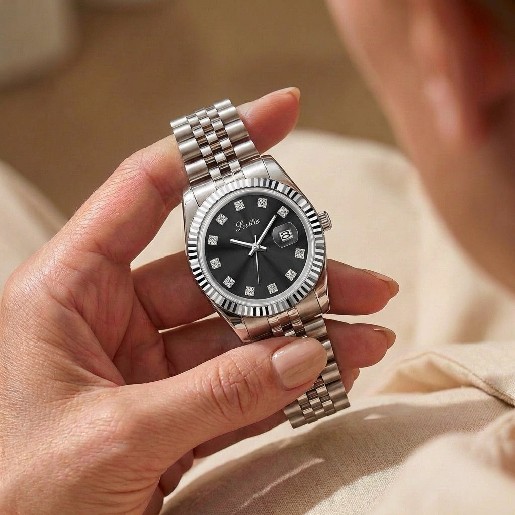 Women's Elegant Steel Belt Calendar Watch