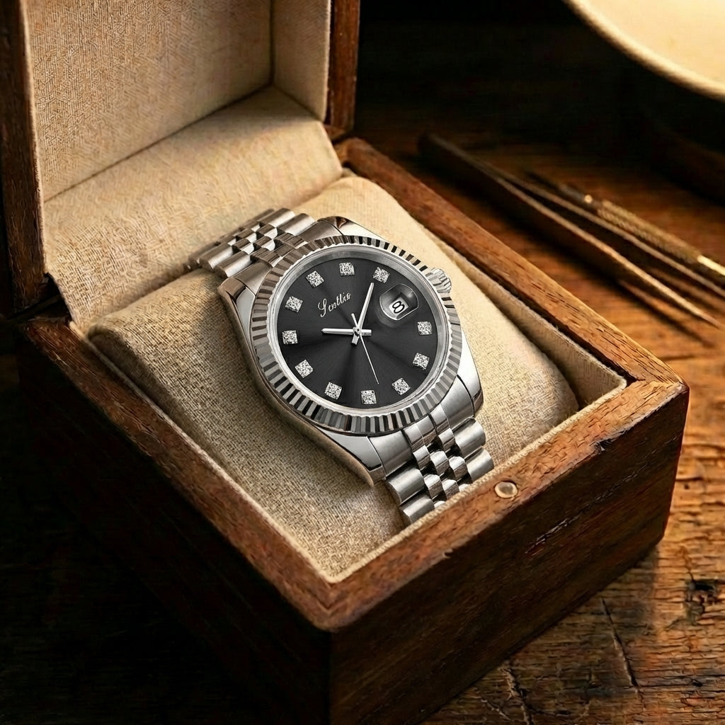 Women's Elegant Steel Belt Calendar Watch