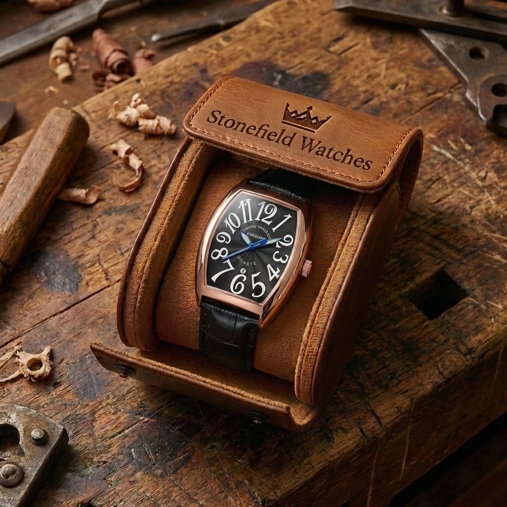 Men's Luminous Leather Strap Quartz Watch