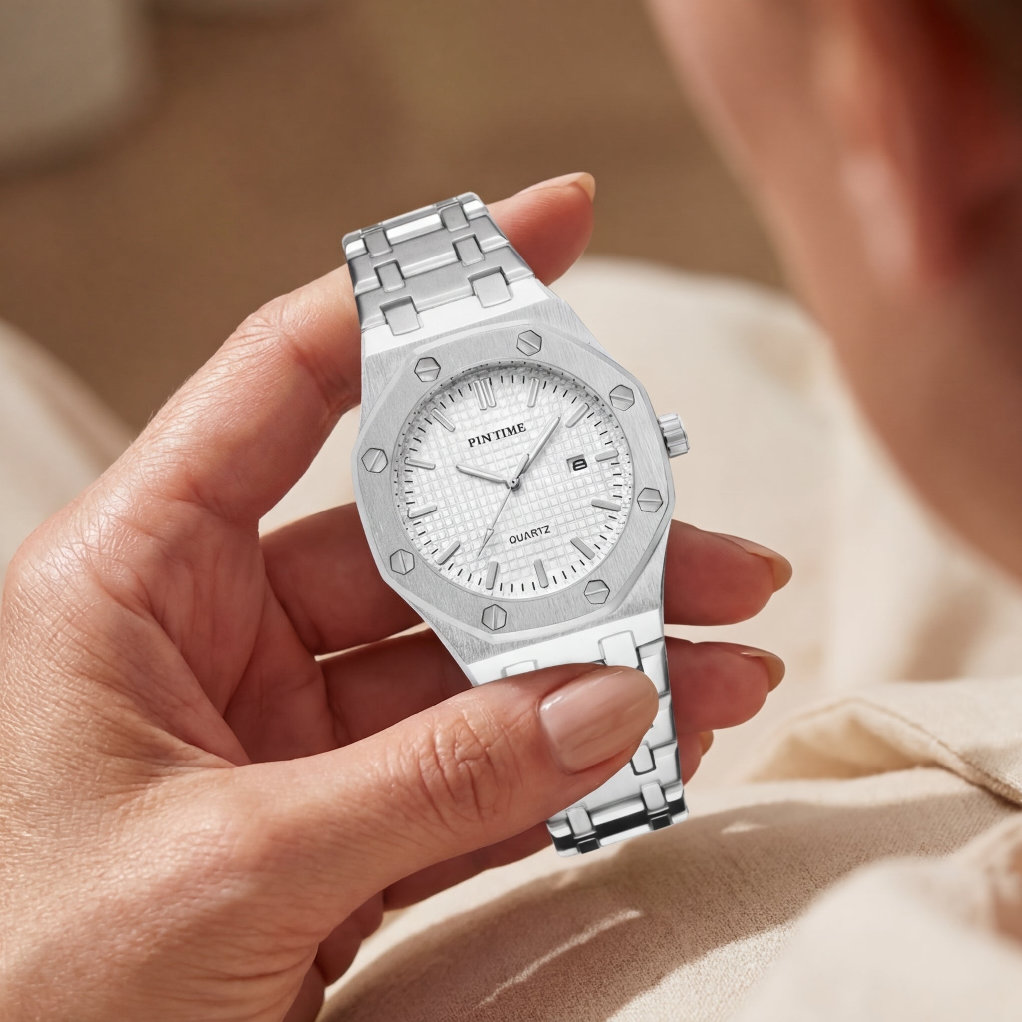 Women's Silver Automatic Quartz Watch