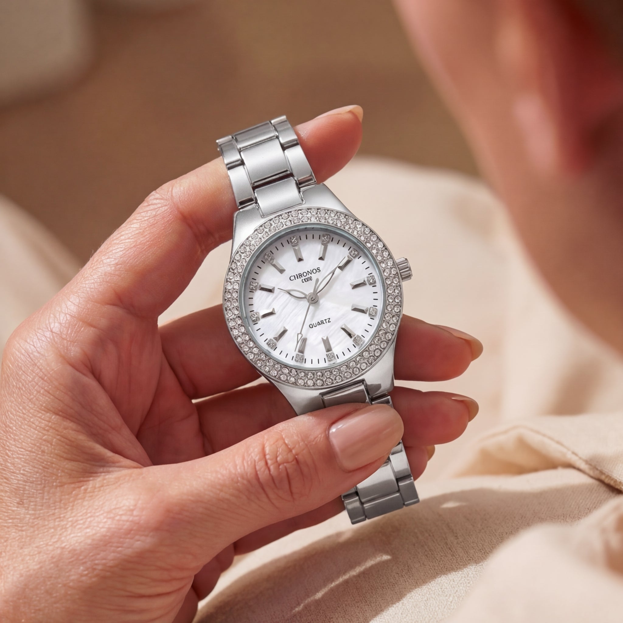 Women's Diamond-Studded Quartz Watch