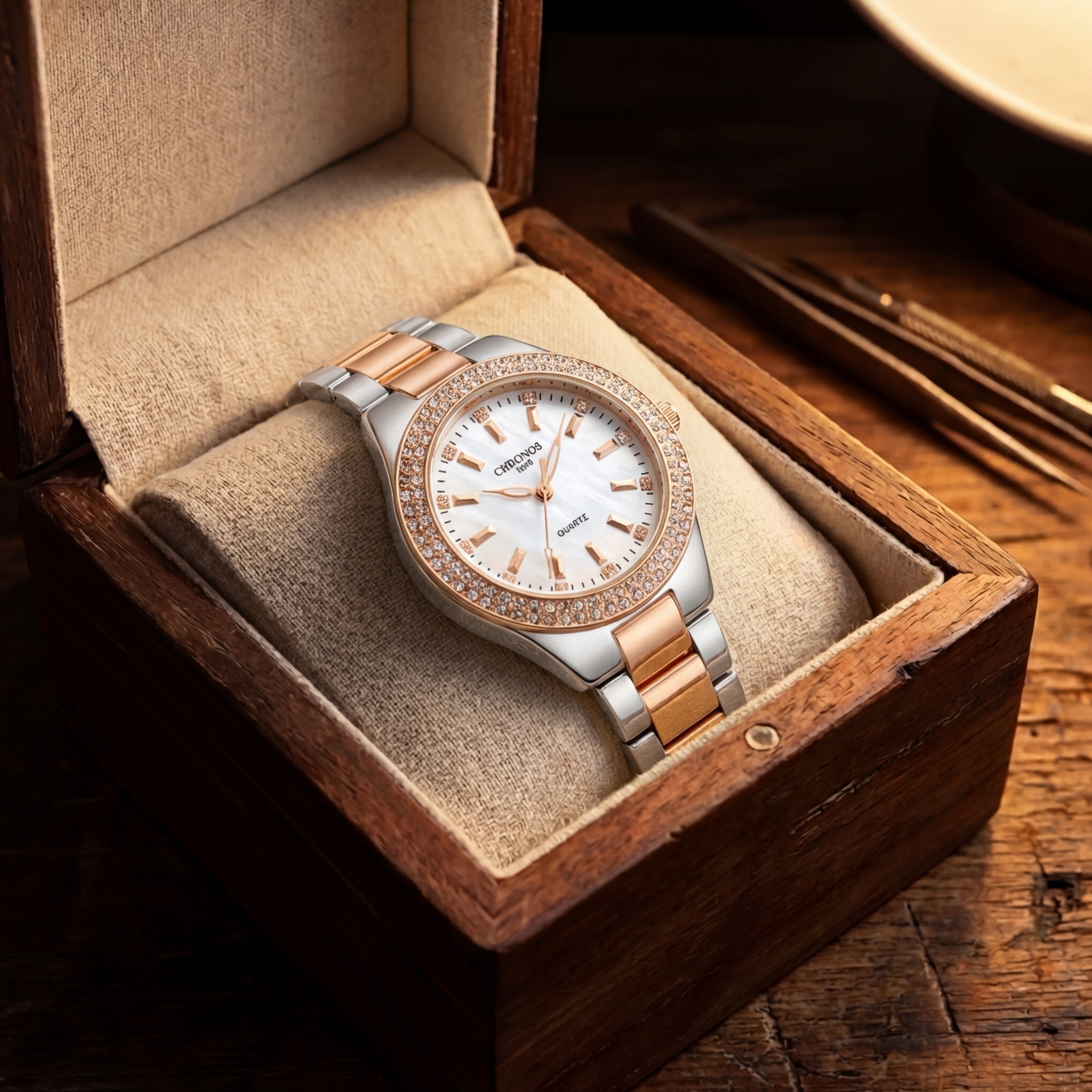 Women's Diamond-Studded Quartz Watch