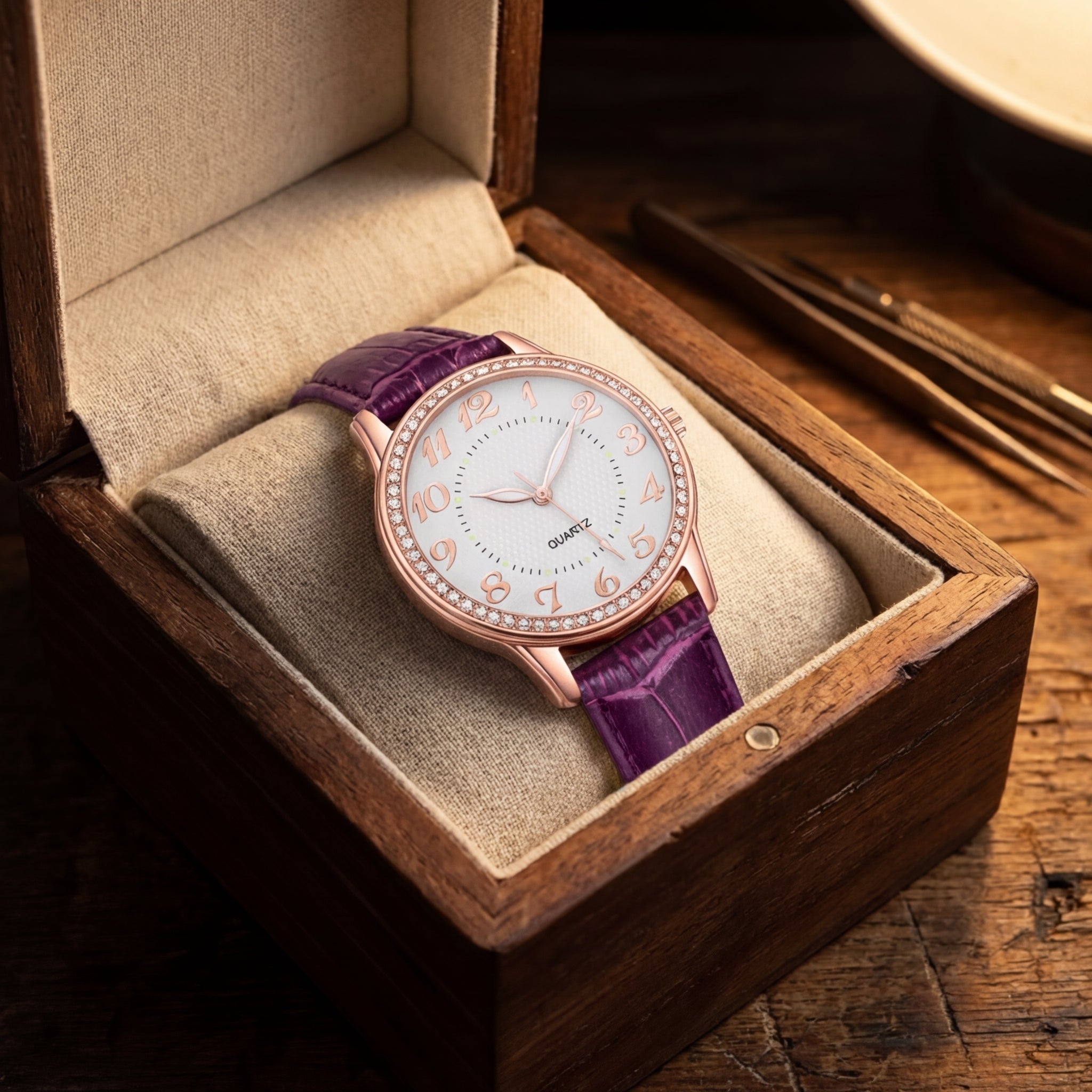 Women's Diamond Luminous Strap Quartz Watch