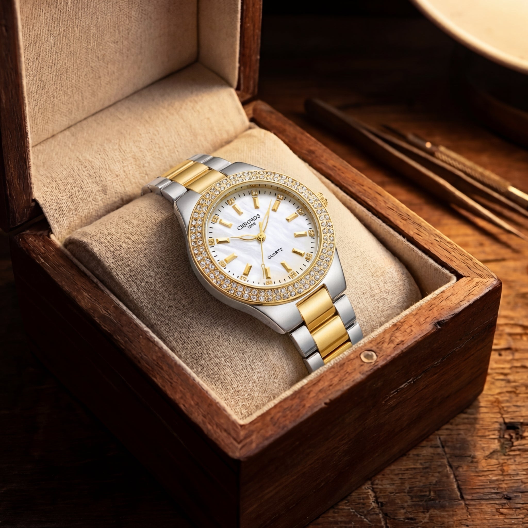 Women's Diamond-Studded Quartz Watch