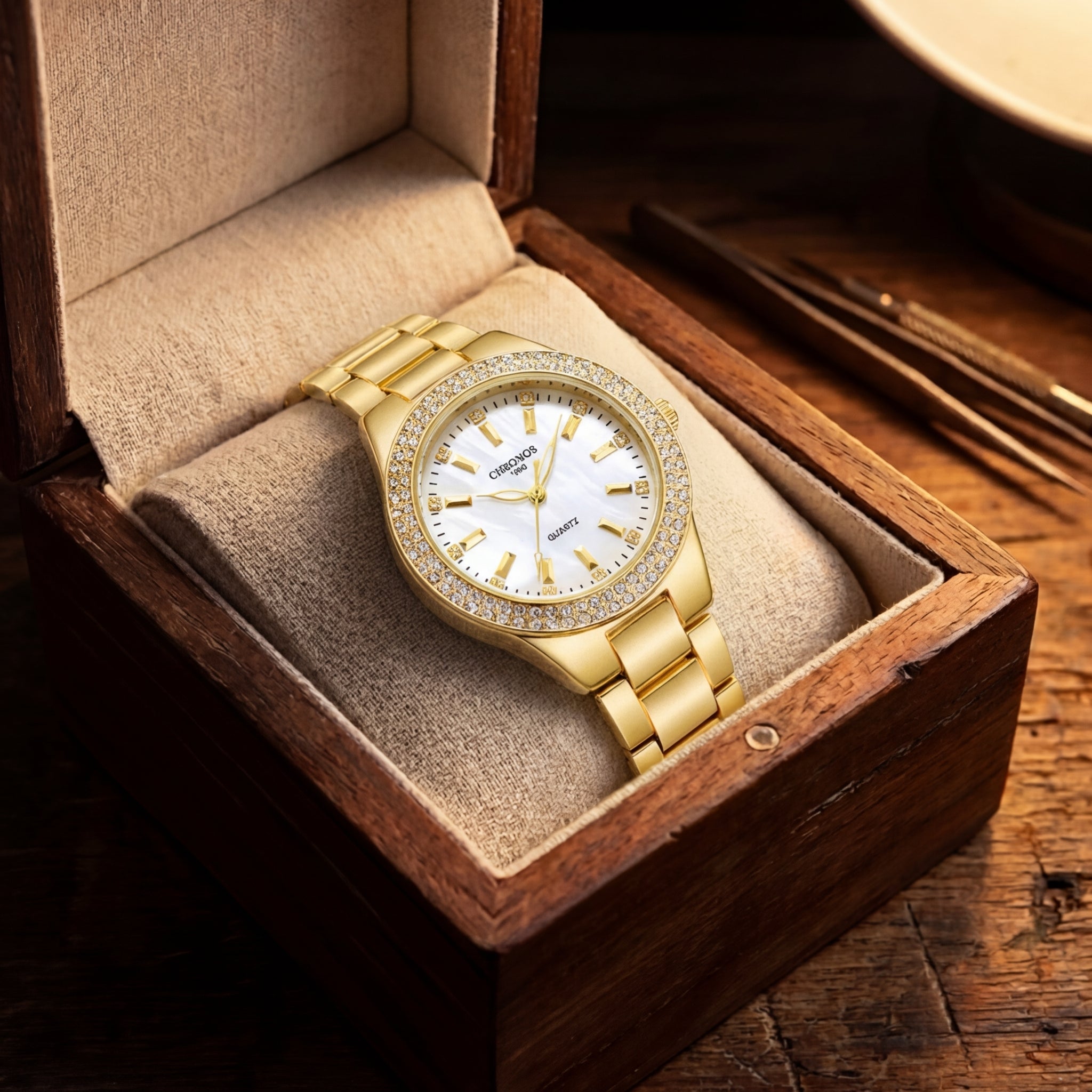 Women's Diamond-Studded Quartz Watch