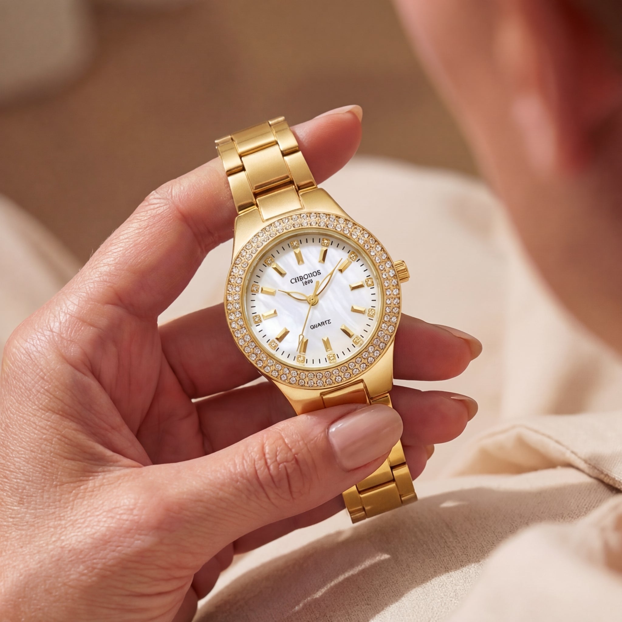 Women's Diamond-Studded Quartz Watch