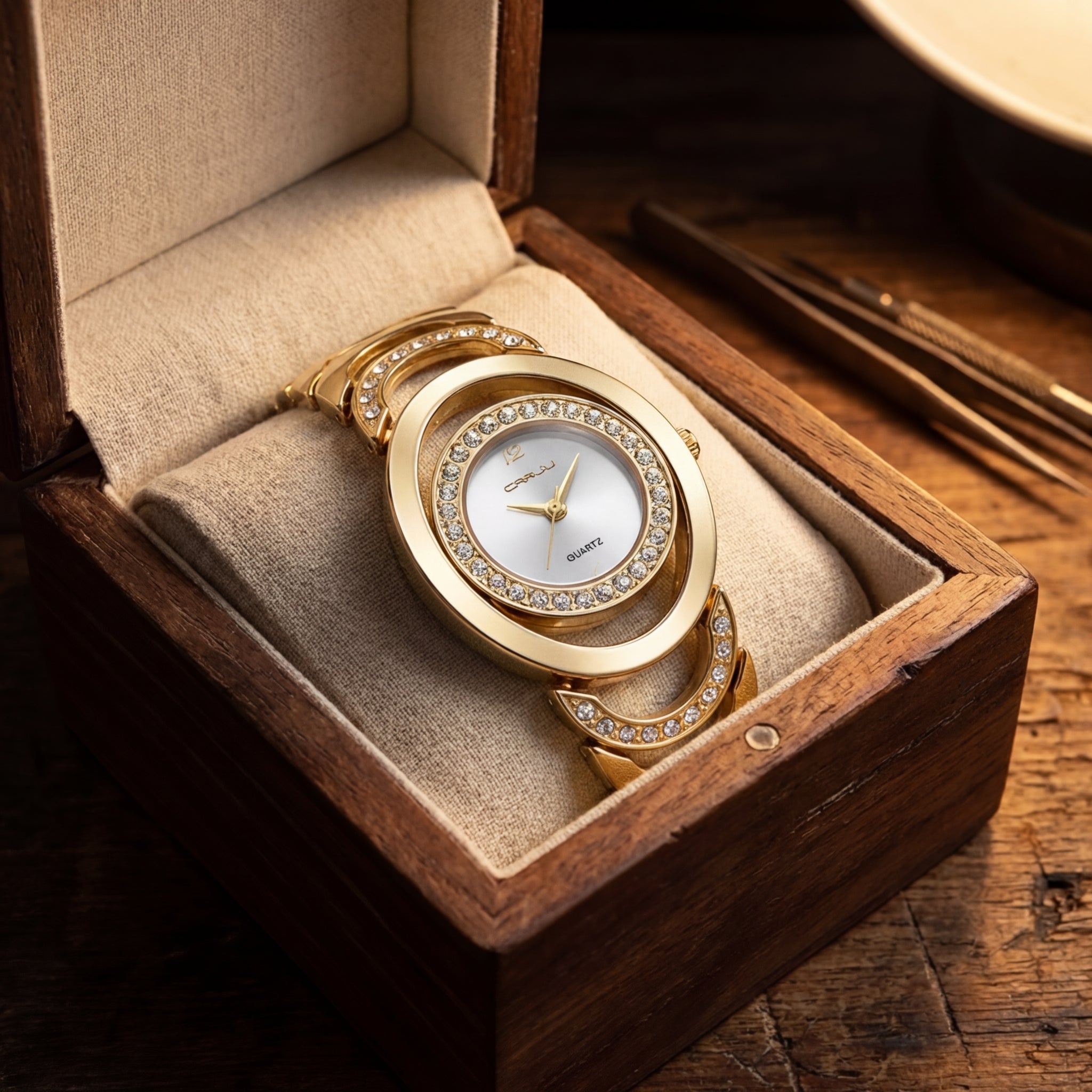 Women's Elegant Diamond Steel Band Watch