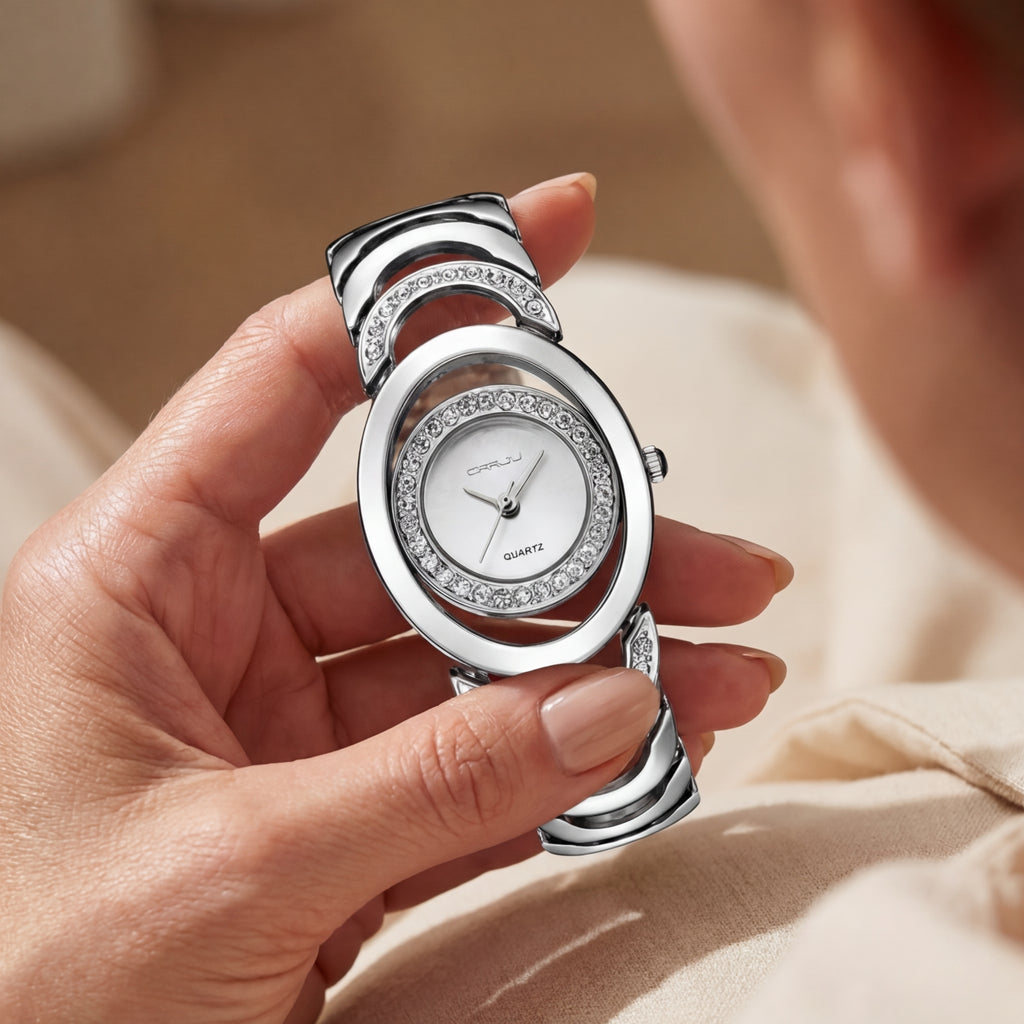 Women's Elegant Diamond Steel Band Watch