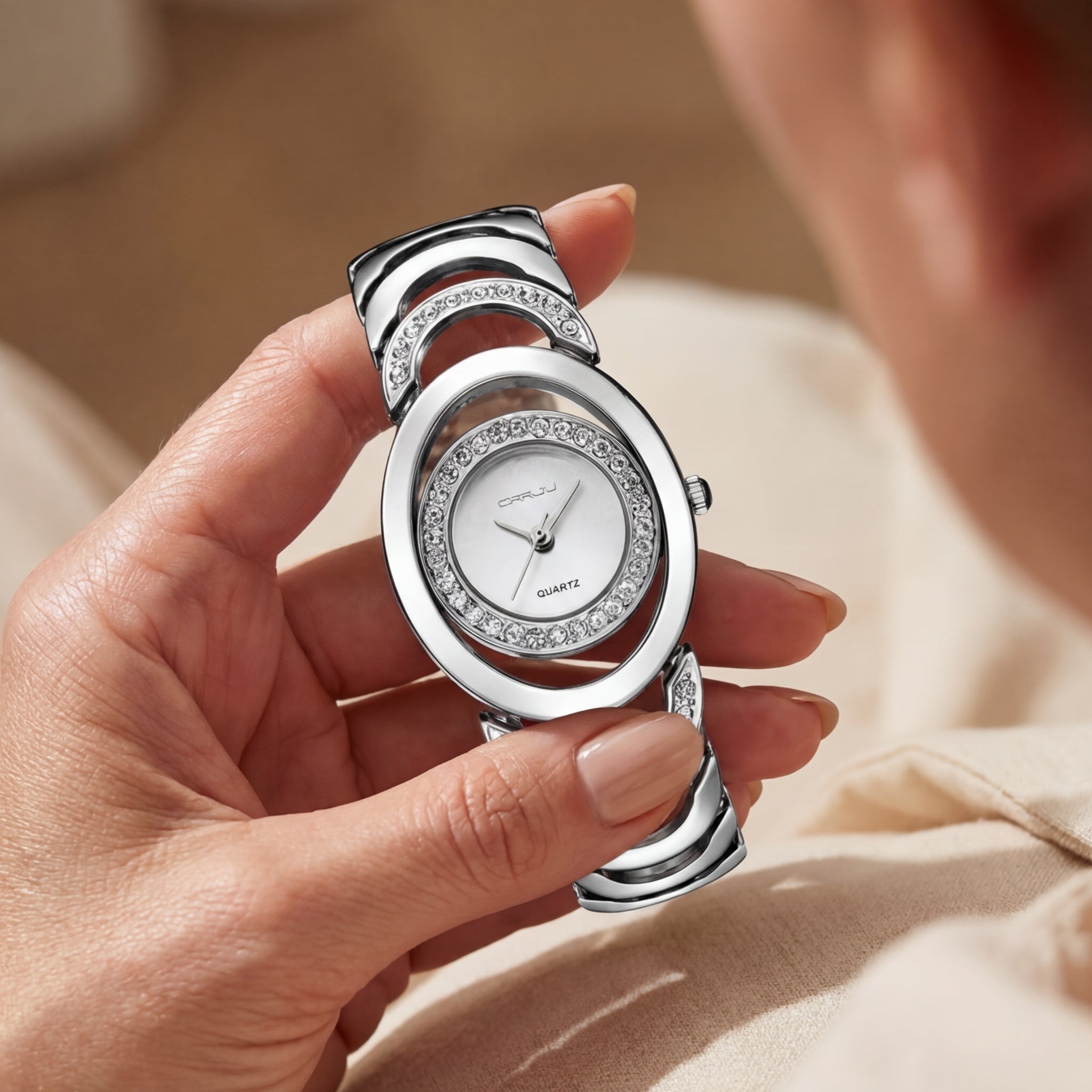 Women's Elegant Diamond Steel Band Watch