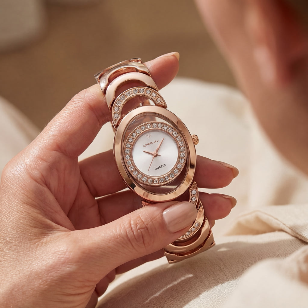 Women's Elegant Diamond Steel Band Watch