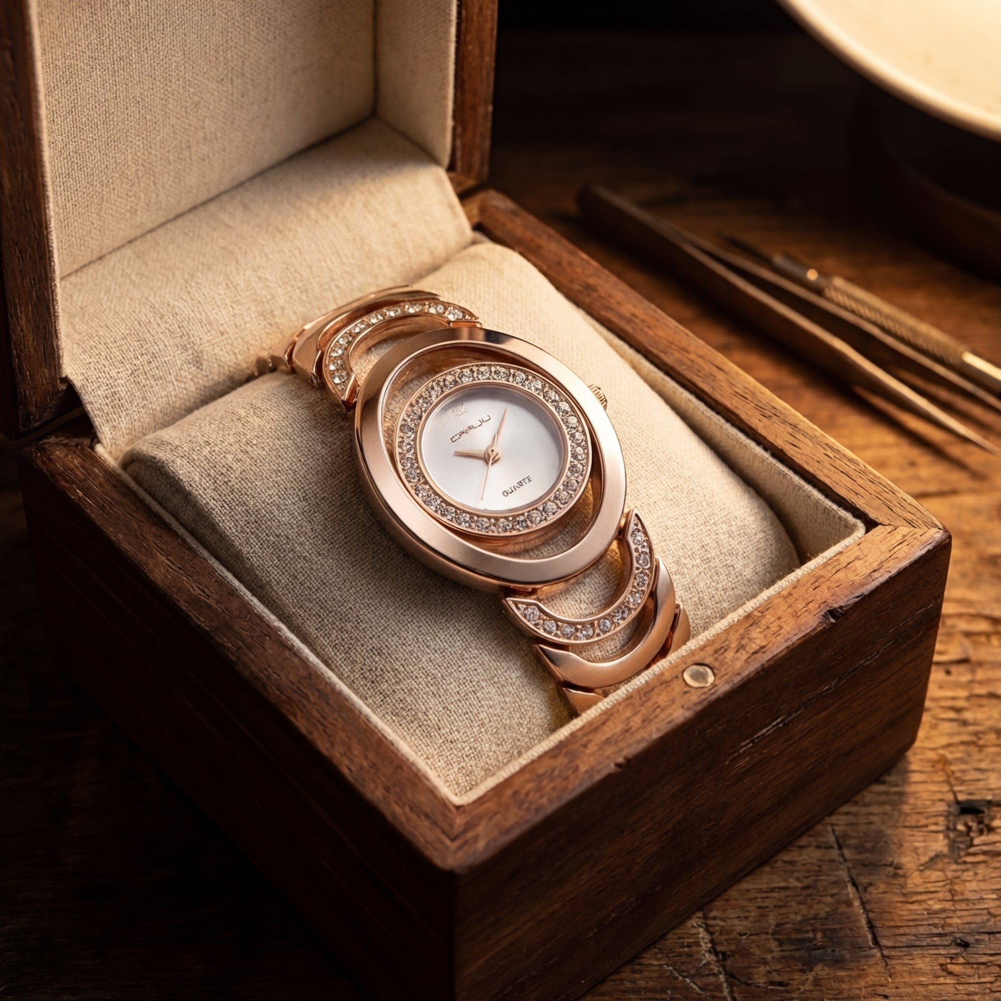 Women's Elegant Diamond Steel Band Watch