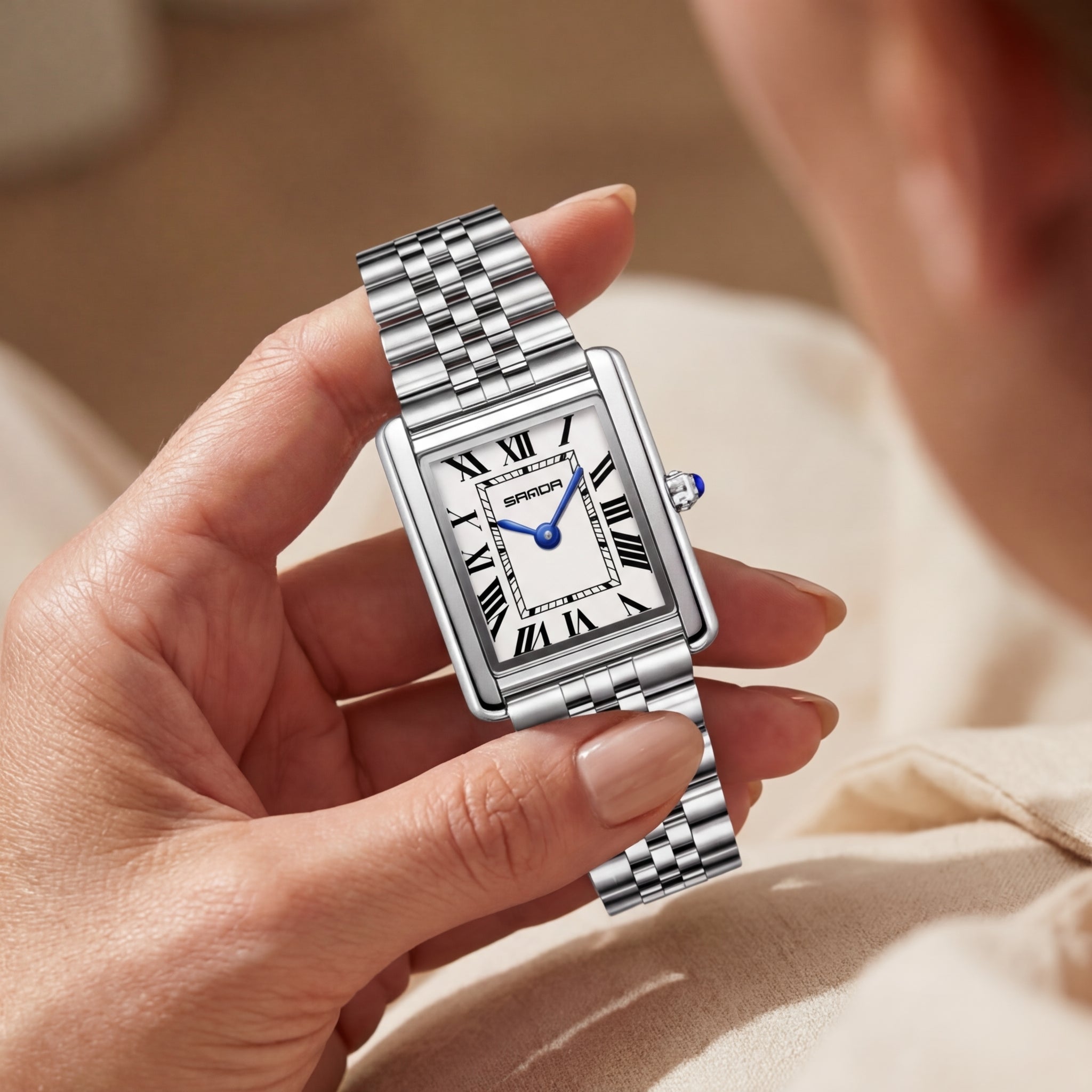 Women's Stainless Steel Square Dial Watch