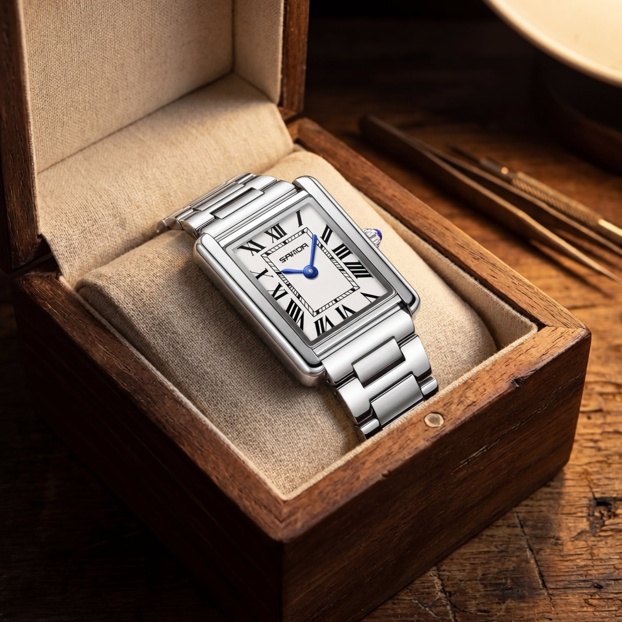 Women's Stainless Steel Square Dial Watch