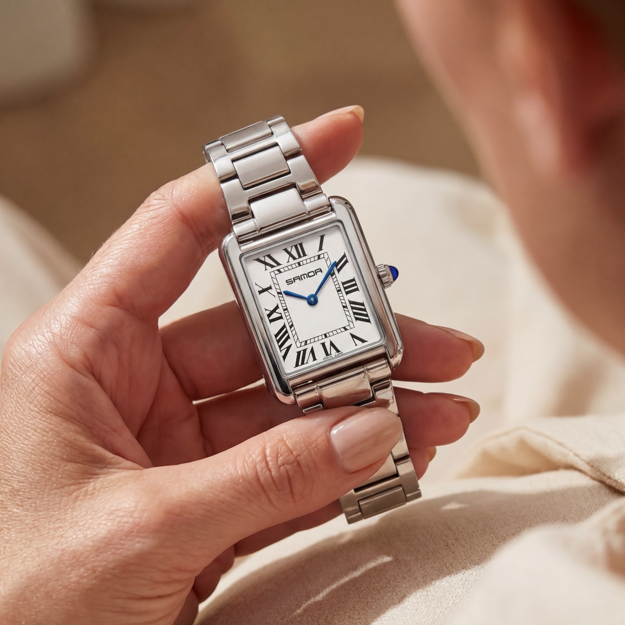 Women's Stainless Steel Square Dial Watch