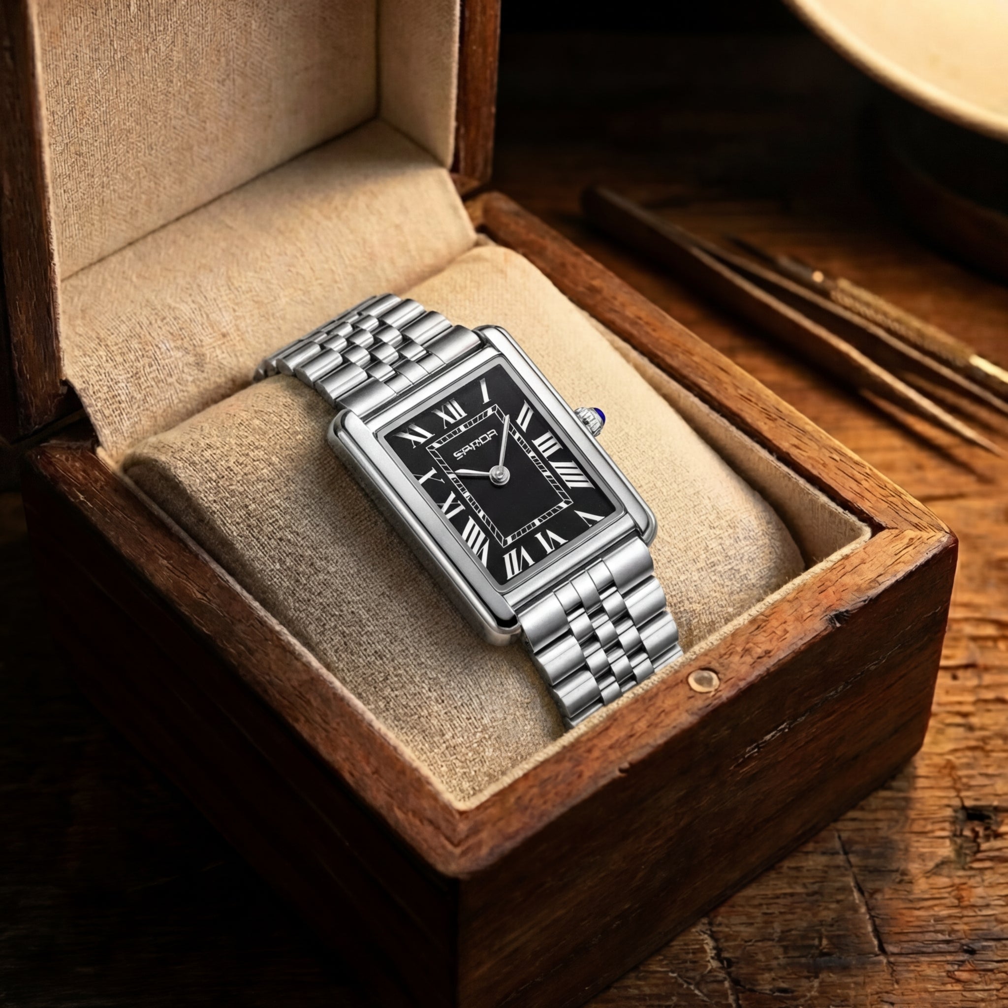 Women's Stainless Steel Square Dial Watch