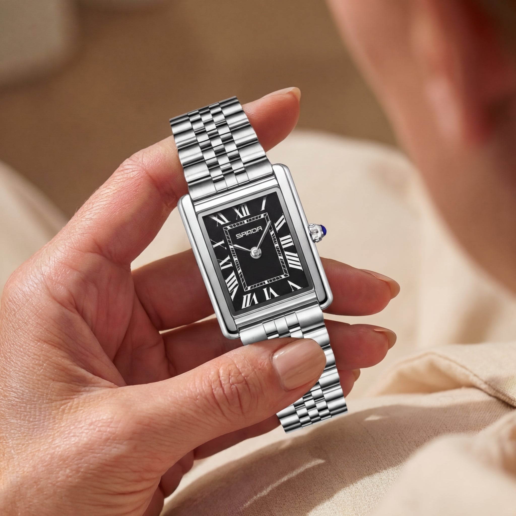 Women's Stainless Steel Square Dial Watch