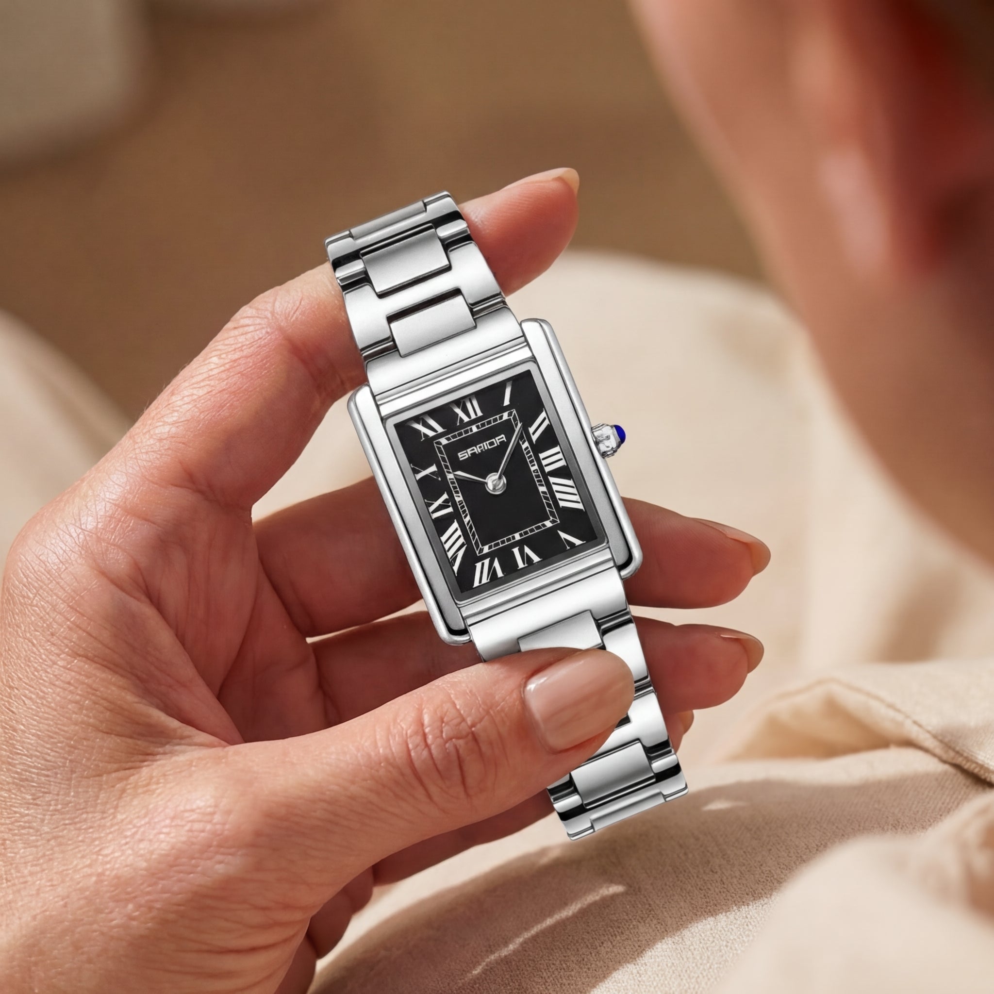 Women's Stainless Steel Square Dial Watch